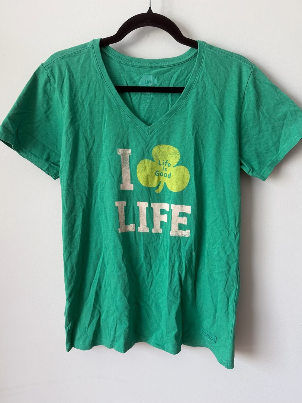 NET Life Is Good Teal-Green V-Neck Tee